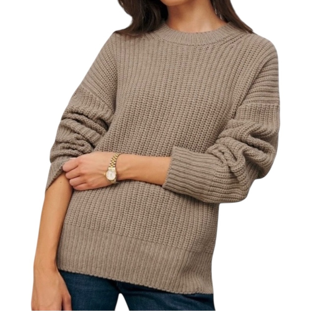 Reformation Sam Cotton & Cashmere Chunky Knit Crew Neck Oversized Sweater